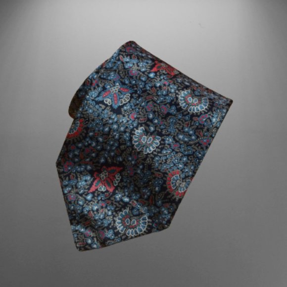 $450 BRIONI Rare Handmade Satin paisley Navy Blue Silk Tie / Pocket Square Set - Picture 5 of 16